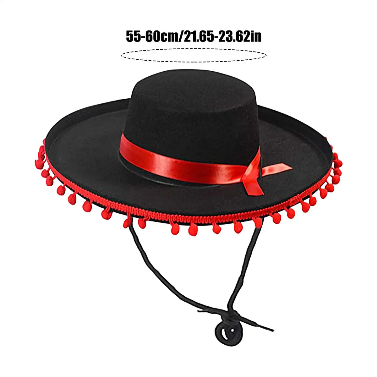 Spanish Mexican Hat Sombrero Caps Traditional Halloween Fuzz Ball Mexican Sombrero Hats Wide Brim Design Carnival Costume