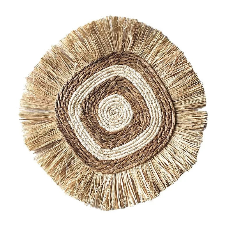 Raffia Hand-woven Hanging Decorations Entrance Wall Decorations B&B Background Wall Hanging Decorations Wabi-sabi Style