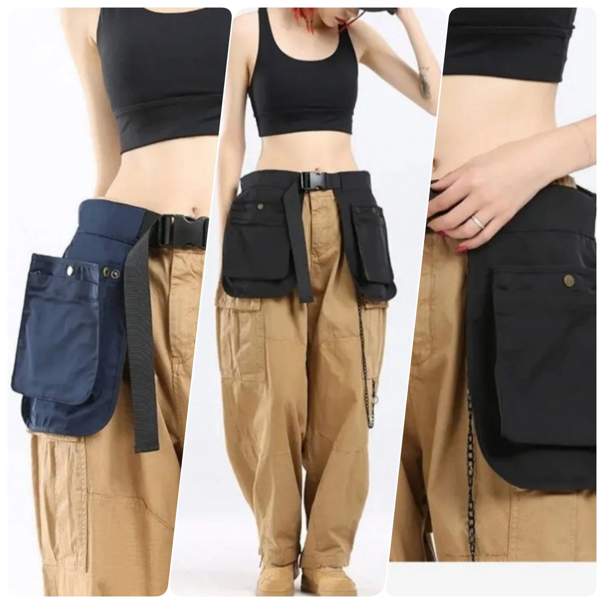 Outdoor Hiking Mountaineering Bag Multifunctional Multi-Pocket Bag Canvas Apron Ins Bag Function Bag Large Capacity Waist Pack
