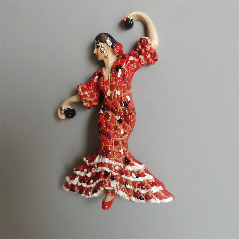 Spanish Fridge Magnets Flamenco Dancer MallorcaTourism Souvenir Decorative Arts Refrigerator Magnetic Stickers Home Decoration