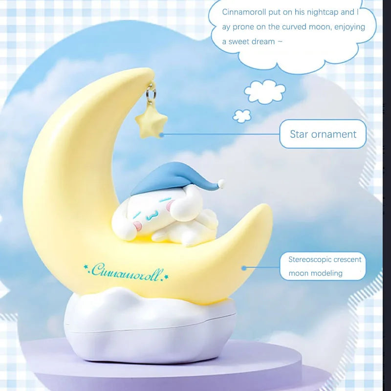 Cinnamoroll Moon Dream LED Night Light 3D Kawaii My Melody Desktop Lamp Glowing Ornament Bedroom Shelf Display Decor