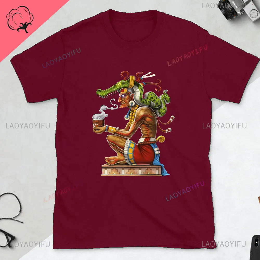 Quetzalcoatl Mexican Tshirt Aztec Art Print Aztec Tee Mexican Shirt Men Mexico Cotton Shirts Mexican Themed Gifts Mexicanas tops