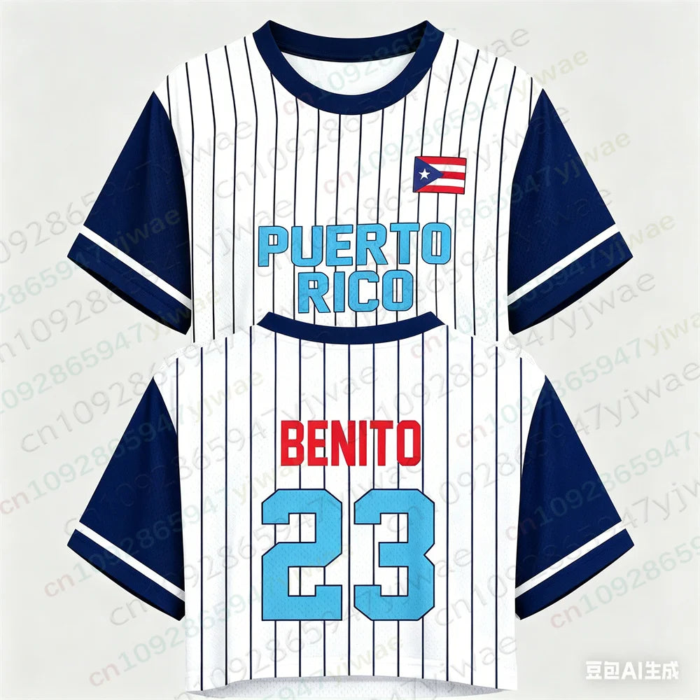 Puerto Rico Crop Top Jersey Puerto Rico Benito Rugby Tee Fashion Y2k Top Summer Women'S Sexy Crop Top Women'S T-Shirt