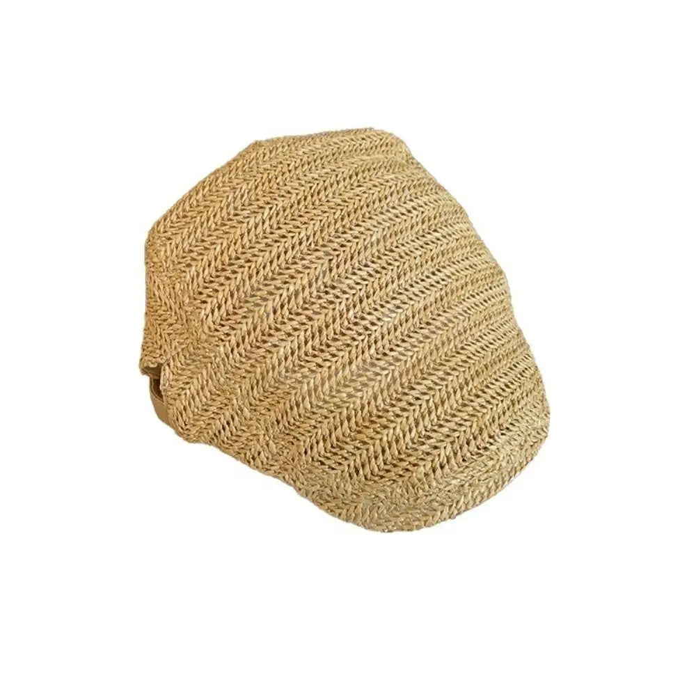 Berets for Men Women Breathable Straw Spring Summer Sun Hat Artist Painter Beret Hat Adjust Flat Cap Unisex Beret Cap