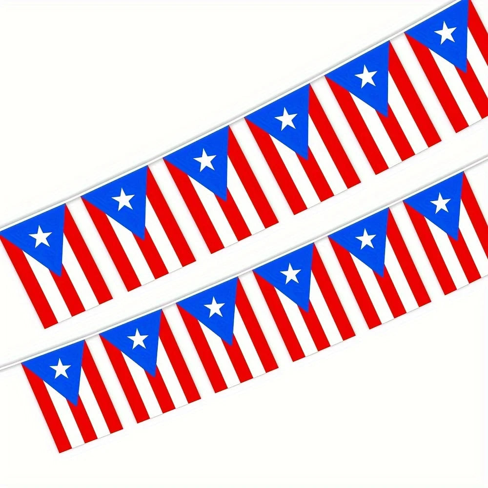 Pr Puerto Rico Flag String Flag 14X21cm 5.5x8.2in Hanging Puerto Rican National Flags Polyest Flag Indoor Outdoor Decoration