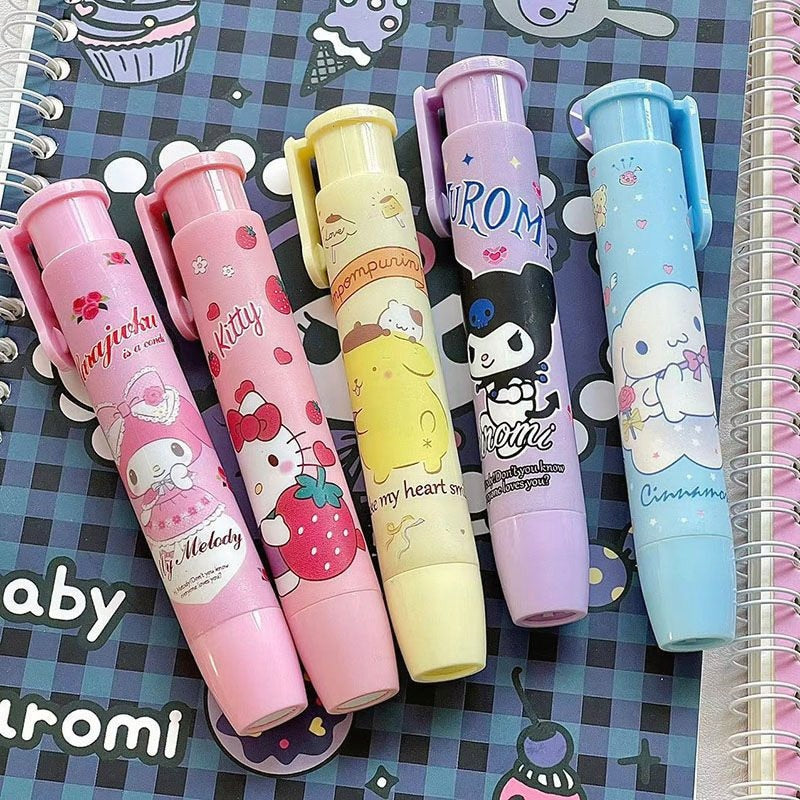 Creative Sanrioed Kawaii Press Eraser Anime Hello Kitty Kuromi MyMelody Cinnamoroll Cartoon Cute Stationery Gift Office Supplies