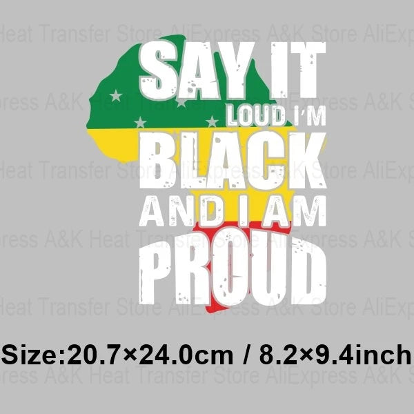 Black History Month Clothes Decals Proude Afro Man Heat Transfers Iron Patches Diy Washable Appliques Heat Press Printing