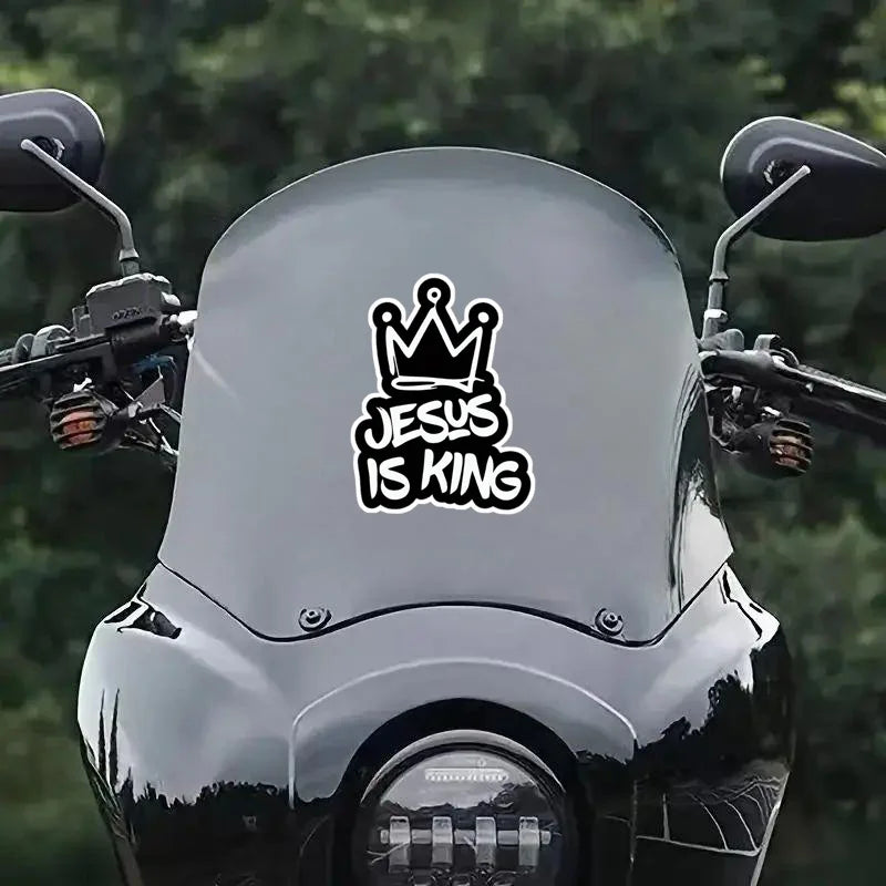 Jesus Is King Crown Design Waterproof Vinyl Decal Faith Sticker For Car Bumper Window Motorcycle Laptop Decor Accessories