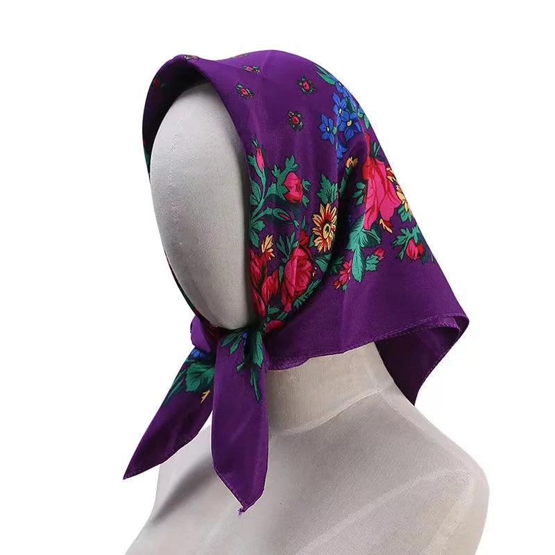 70*70cm Headscarf for Women Square Scarf Cotton Print Bandana Summer Protection Hijab Winter Warm Bandana Babushka