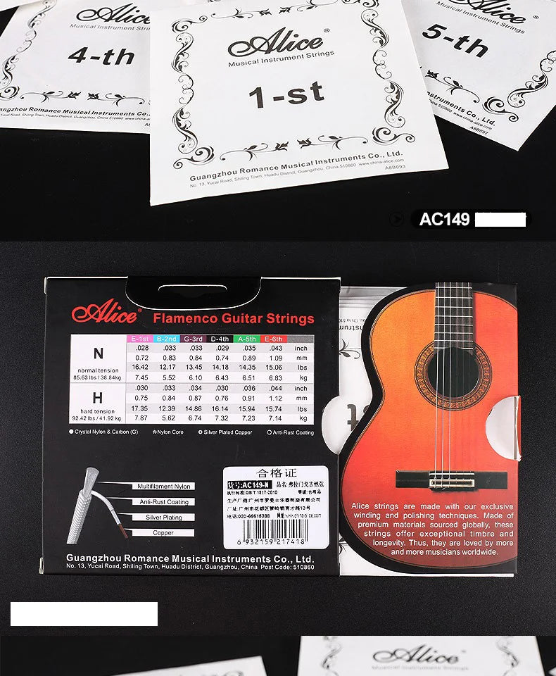 Flamenco Guitar Strings Crystal Nylon Carbon silver plated copper wound basses nano polished coating