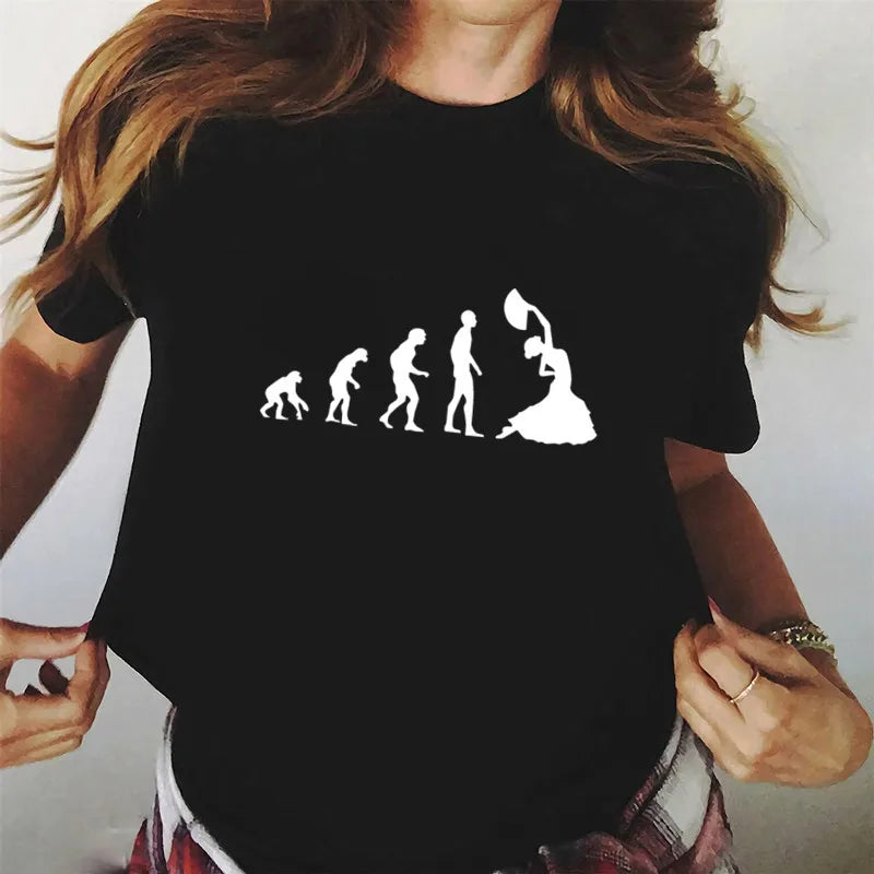 Spanish Dance T Shirt Print Flamenco Flamenca Women T-shirt Casual Short Sleeve Tee Girl Summer Clothes Fashion Female Tops