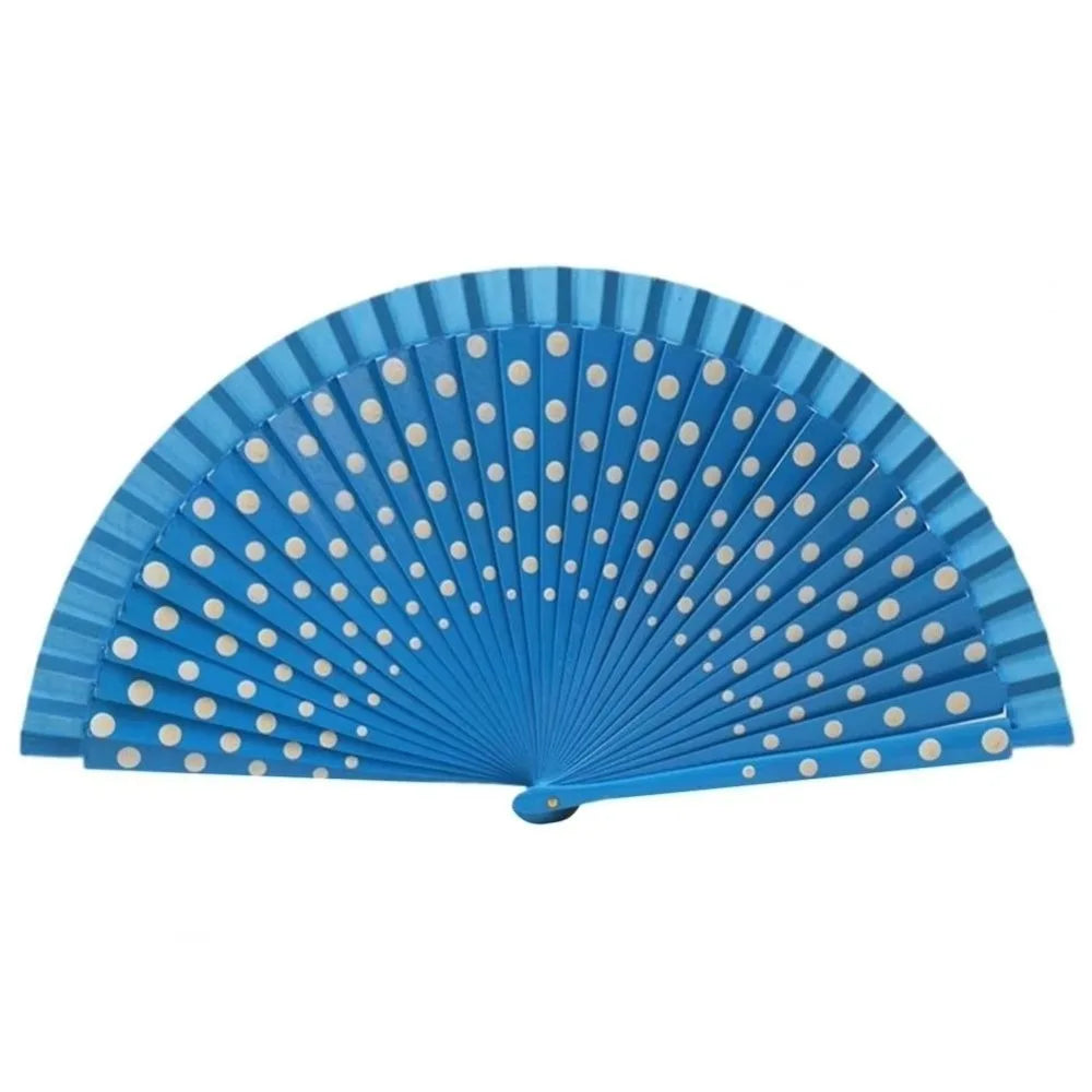 Elegant Accessory Wood Flamenco Fan Handheld Classical Spanish Fan Dots Pattern Decorative Hand Fan Dance Parties