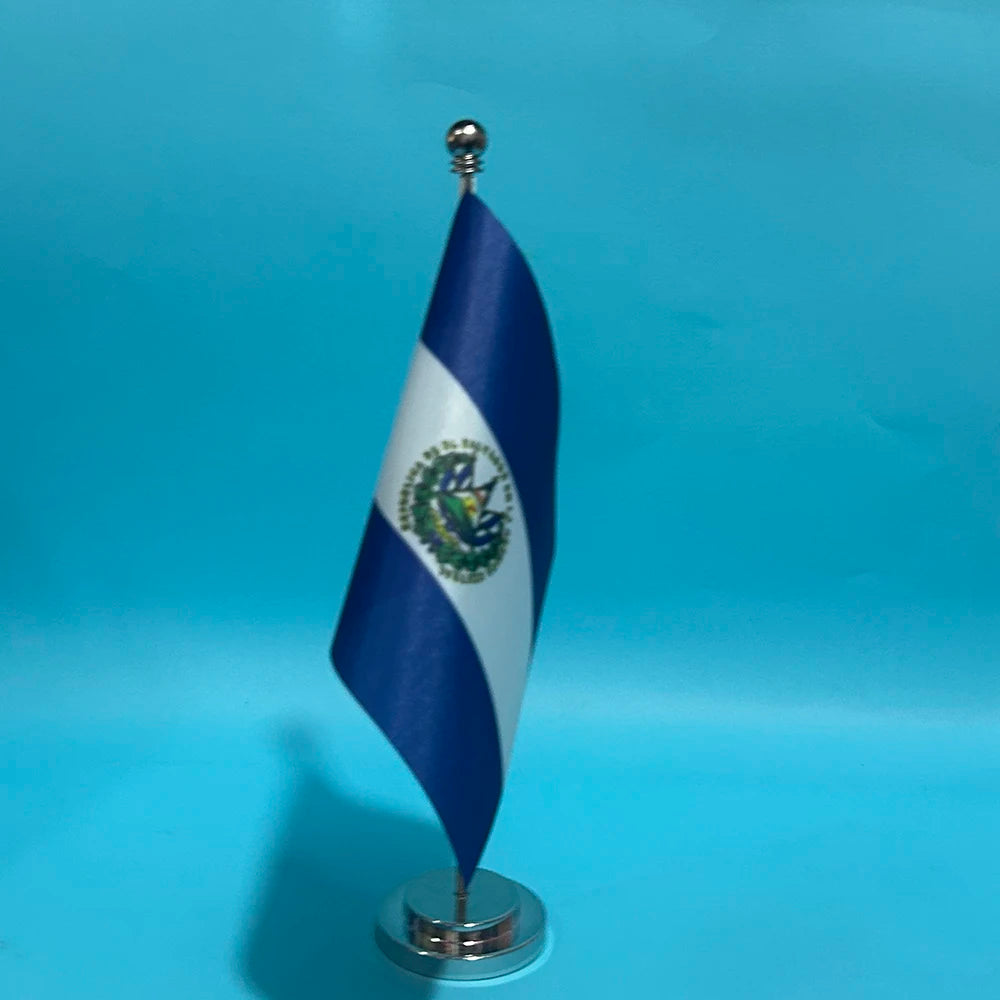 SKY FLAG Office Desk Flag of Salvador Flag 14x21cm Polyester El Salvador National Flag Country Banner Desk Ornaments Flags