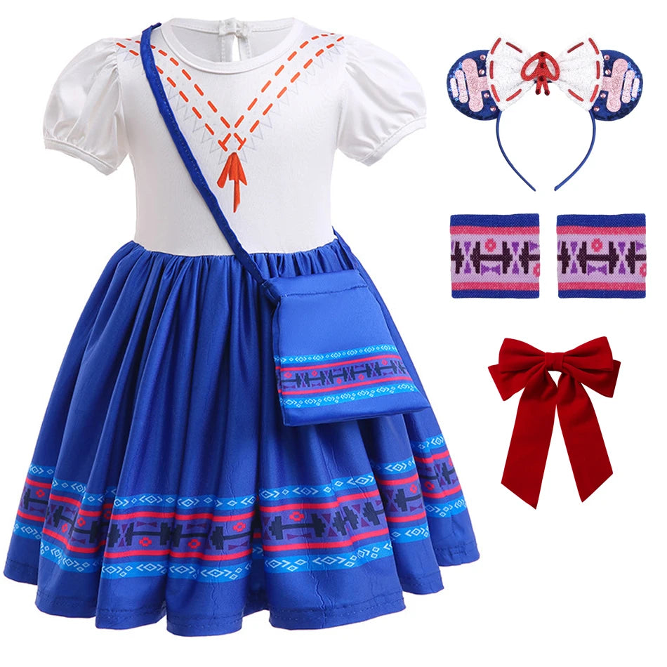 Baby Girls Encanto Mirabel Isabela Madrigal Dress Kids Short Sleeve Clothes Children Dolores Luisa Pepa Princess Cosplay Costume