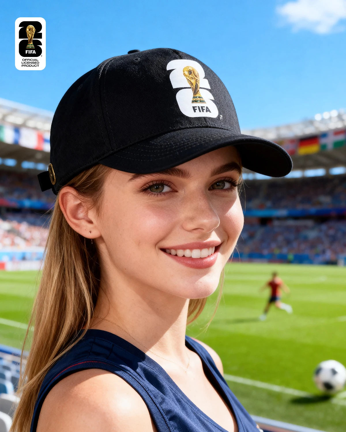 Official FIFA 2026 World Cup Licensed Flat Baseball Cap Breathable Adjustable Baseball Hat for Football Fans