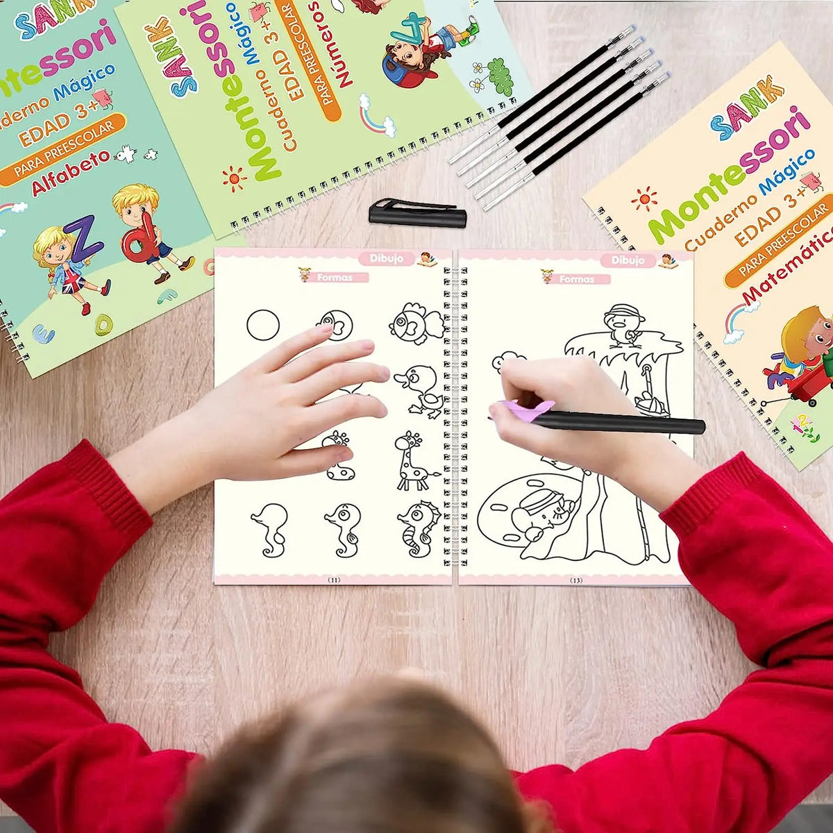 Spanish Magic Books Learning Lettering In Tracing Workbook for Kids Reusable Notebooks for Children Spanish Montessori Writing