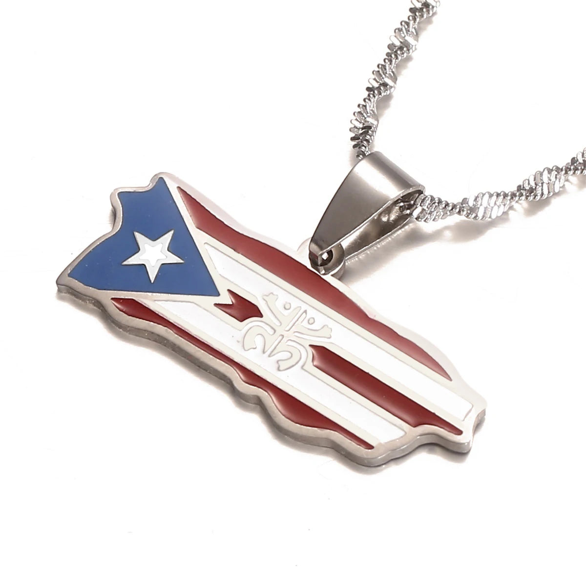 Puerto Rico Map Frog Colored Flag Pendant Necklaces Gold Color PR Puerto Ricans Jewelry