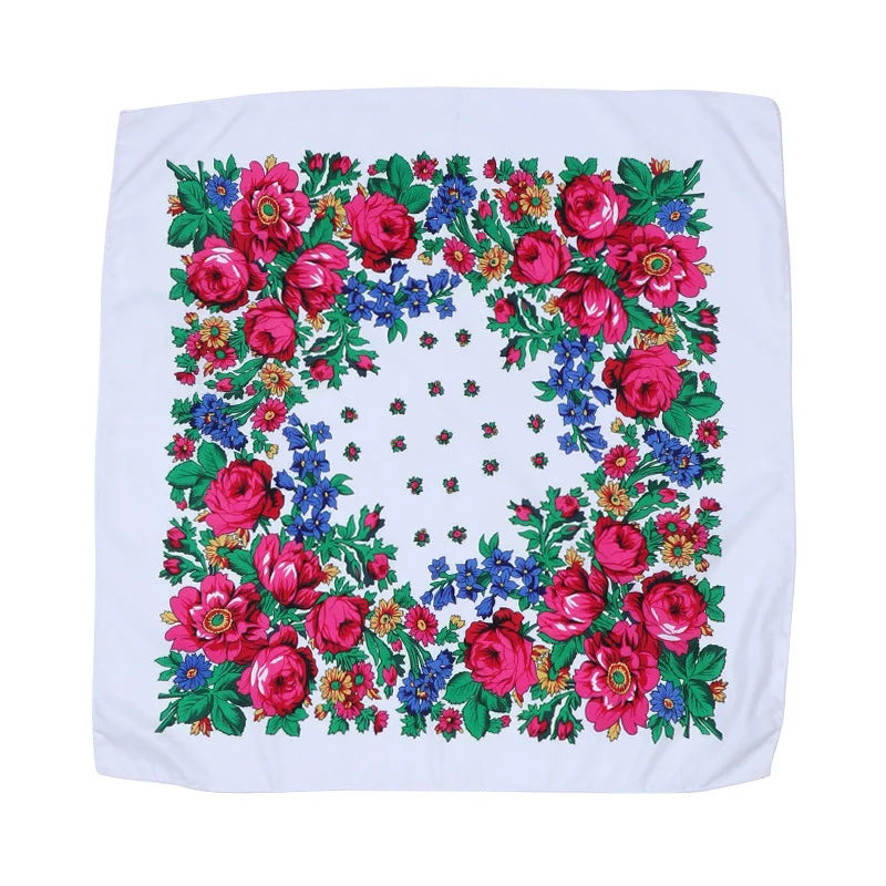 70*70cm Headscarf for Women Square Scarf Cotton Print Bandana Summer Protection Hijab Winter Warm Bandana Babushka