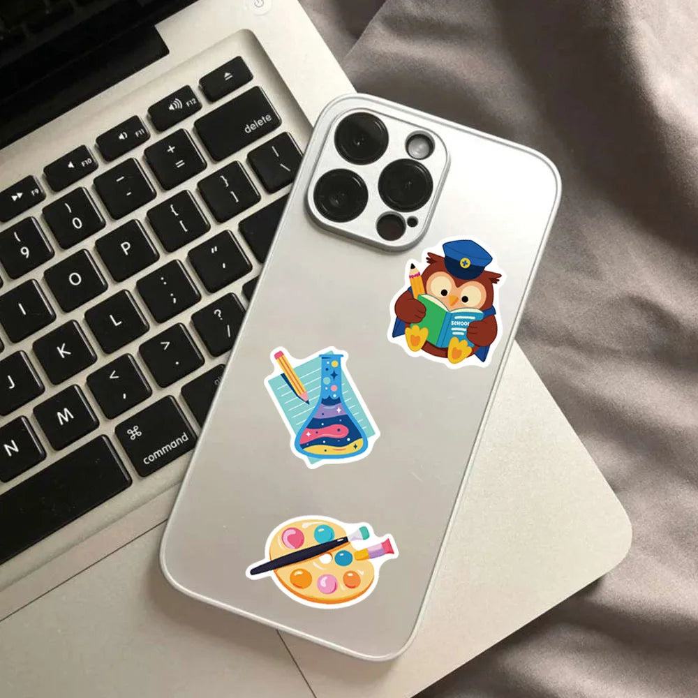50pcs school supplies series stickers, suitable for decorating notebooks, suitcases, phone cases, waterproof stickers