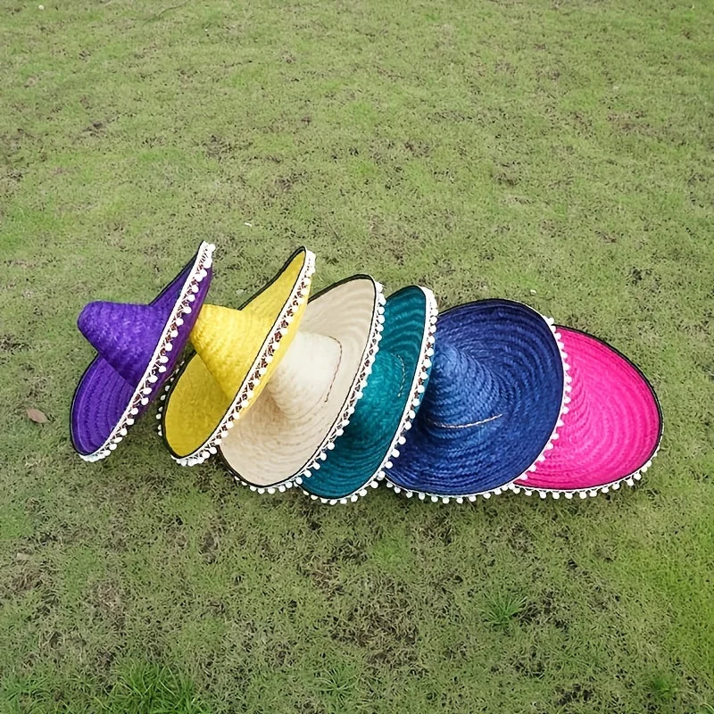 Mexican Sun Hat, Straw Hat with Wide Brim, Suitable for Decoration and Gifts at Festivals, Carnivals, Summer Mexican Parties.