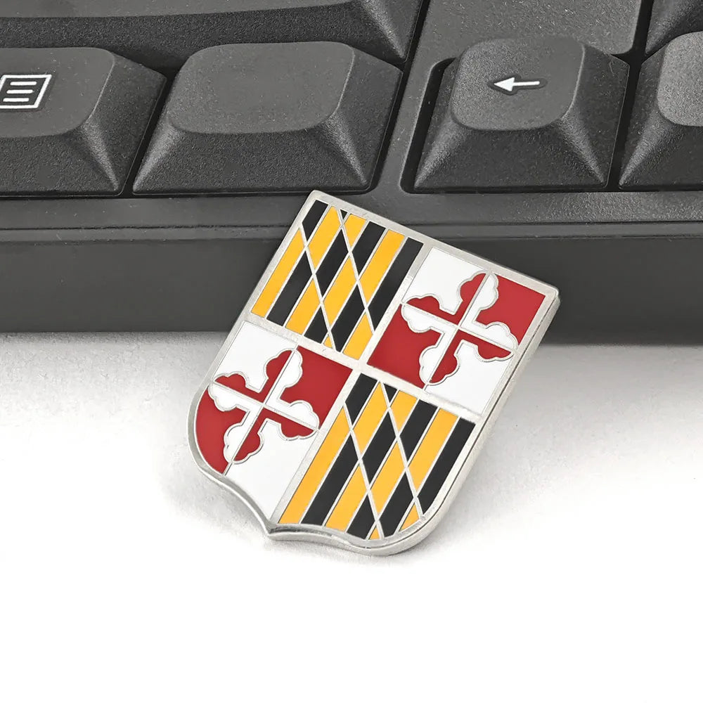 Maryland State Flag Enamel Pin Shield Shape Baltimore Brooch American State Pride Metal Badge US Patriotism Military Jewelry Gif