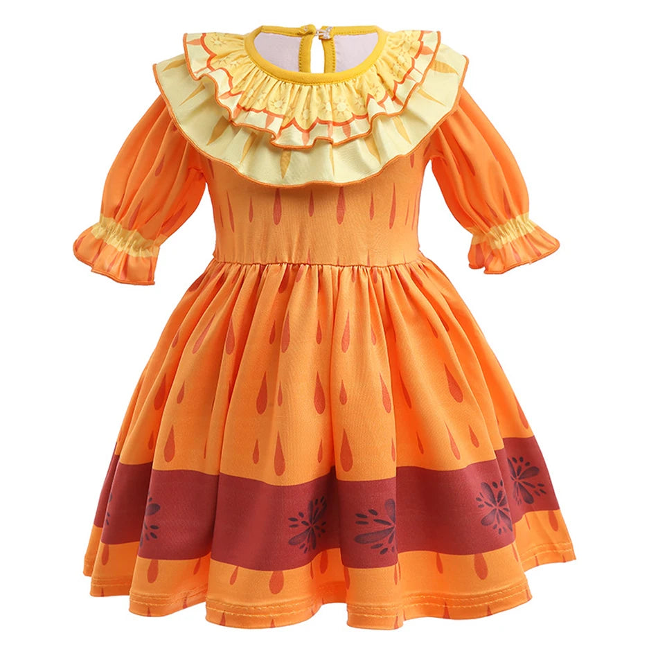 Baby Girls Encanto Mirabel Isabela Madrigal Dress Kids Short Sleeve Clothes Children Dolores Luisa Pepa Princess Cosplay Costume