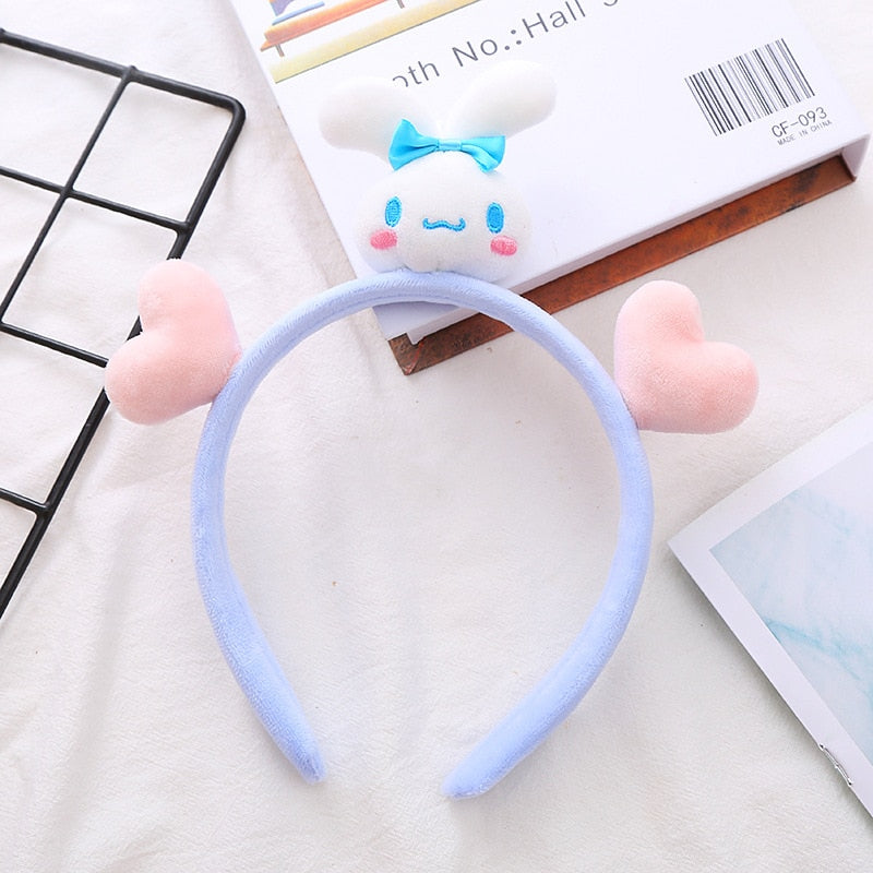 Kawaii Hair Band Sanrio My Melody Kuromi Cinnamoroll Pompom Purin Hair Accessories Anime Cute Cartoon Plush Headdress Girls Gift