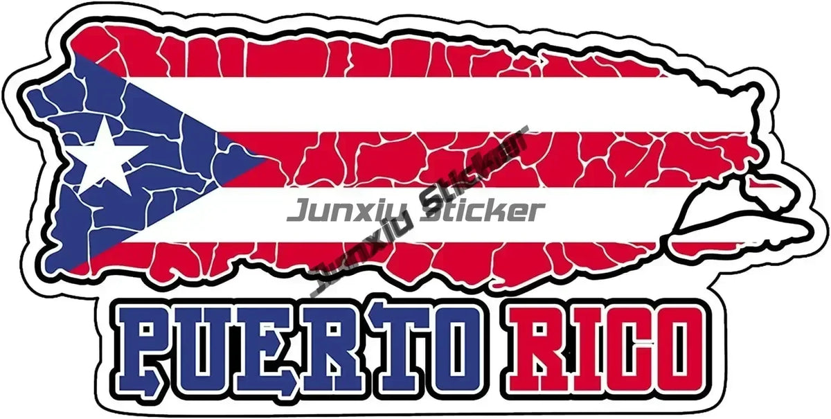 Puerto Rico Flag Frog Bumper Sticker Country Code PR UV Protected Vinyl Waterproof Decal Automotive Accessories Decoration