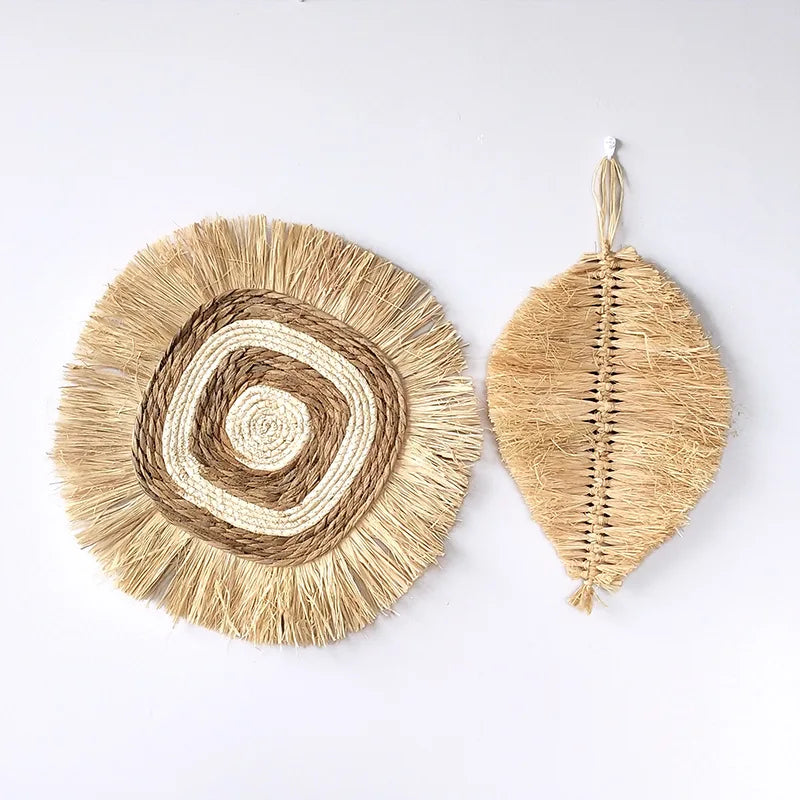 Raffia Hand-woven Hanging Decorations Entrance Wall Decorations B&B Background Wall Hanging Decorations Wabi-sabi Style