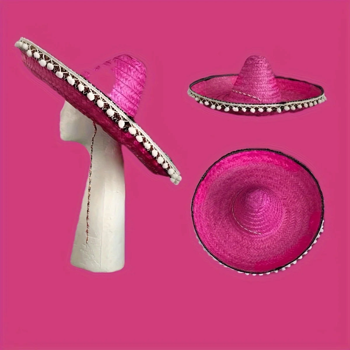Mexican Sun Hat, Straw Hat with Wide Brim, Suitable for Decoration and Gifts at Festivals, Carnivals, Summer Mexican Parties.