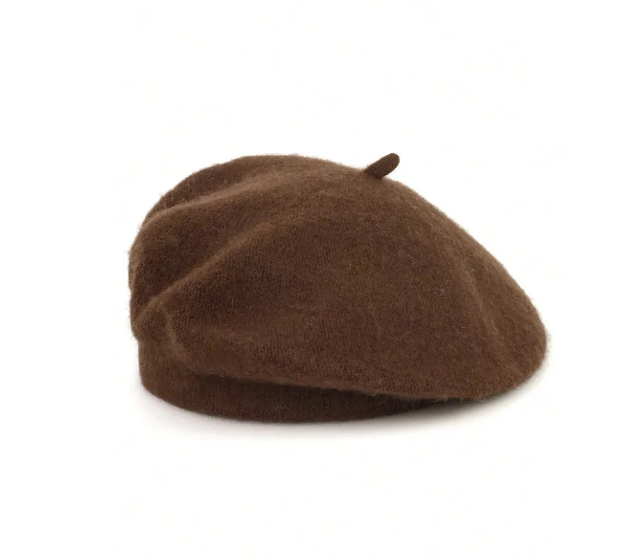 Classic French Knitted Beret for Women Warm Soft Top Knot Painter Cap Stylish Autumn Winter Daily Casual Streetwear Vintage