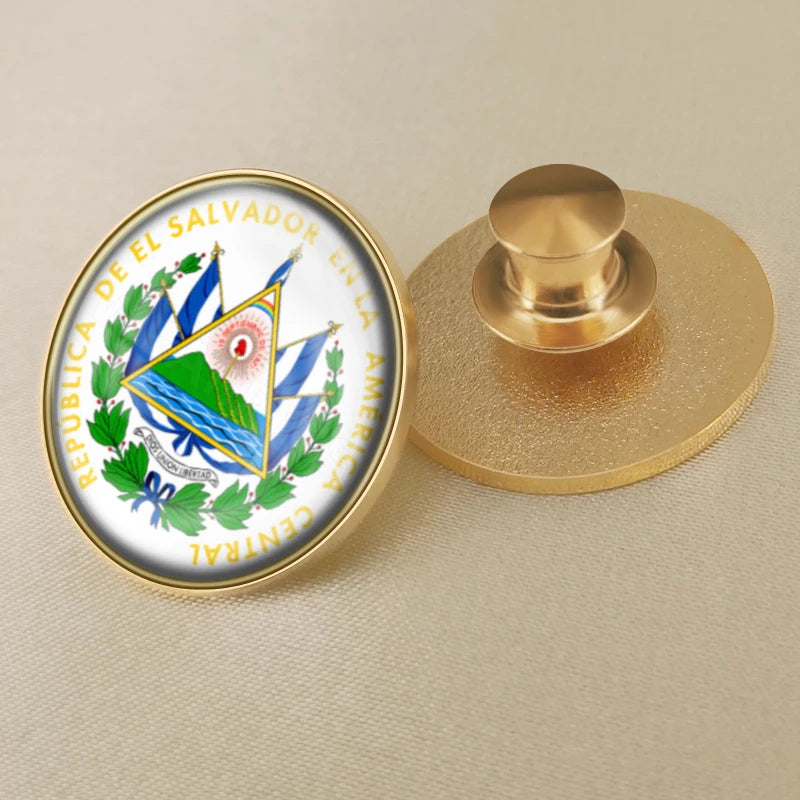 El Salvador Flag National Emblem Brooches Badges Lapel Pins