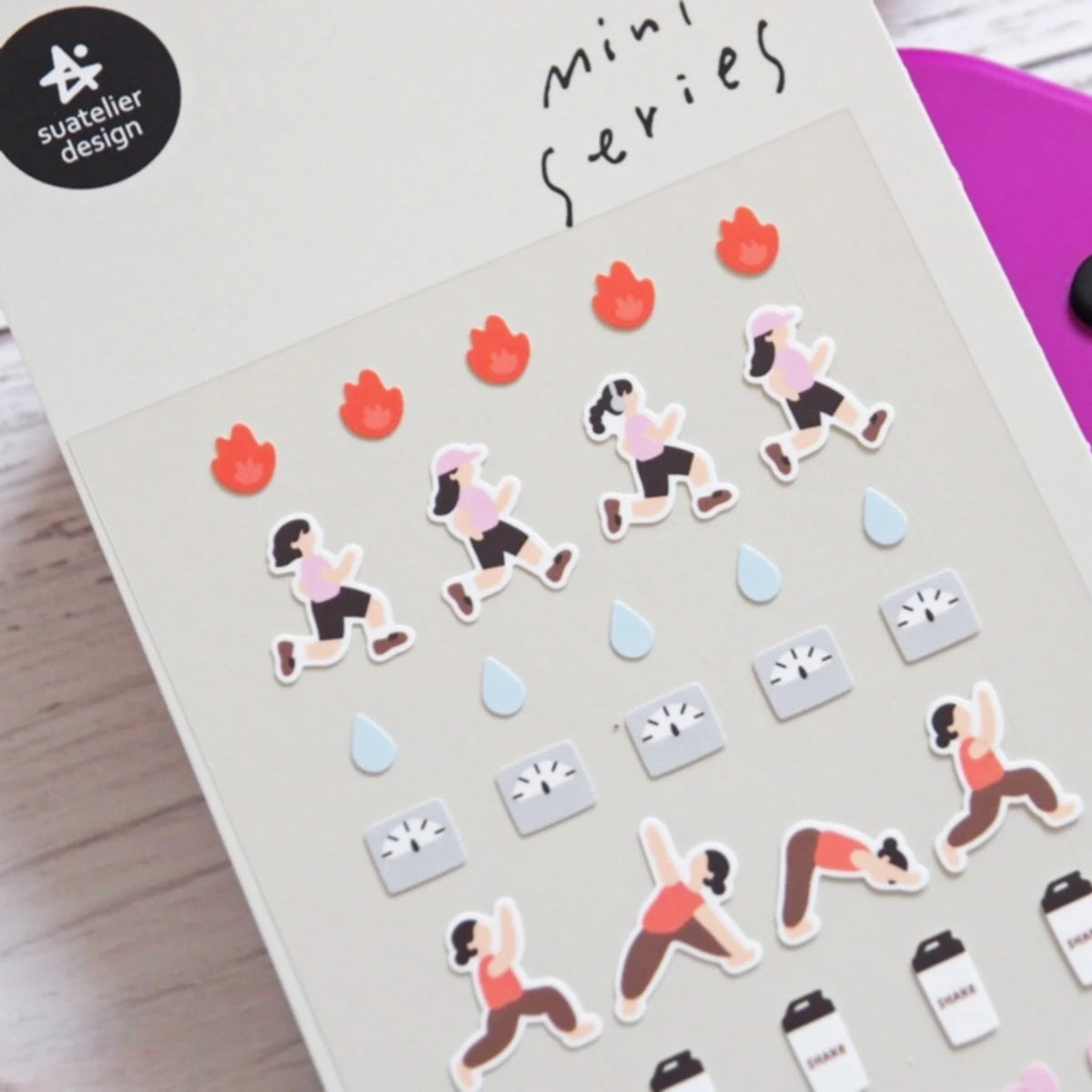 Korean Import Suatelier Mini Sports Skateboard Yoga Running Stickers Scrapbooking Diy Sticker Diary Stationery School Supplies