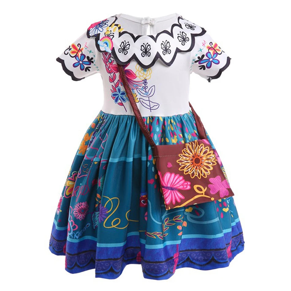 Baby Girls Encanto Mirabel Isabela Madrigal Dress Kids Short Sleeve Clothes Children Dolores Luisa Pepa Princess Cosplay Costume