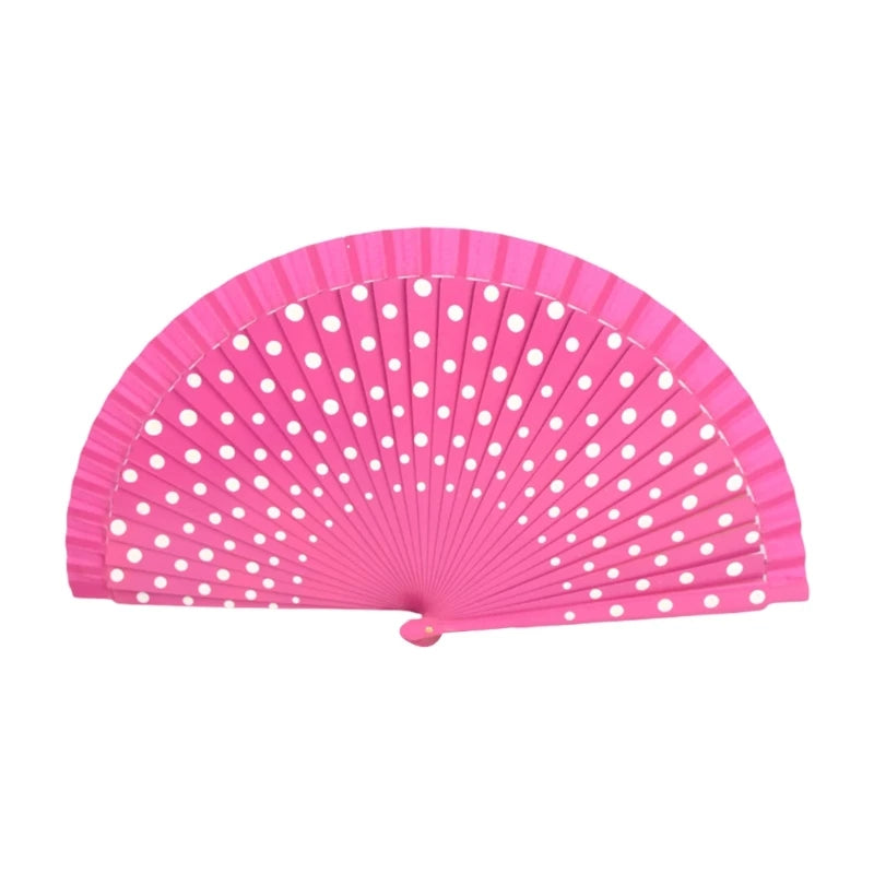 Flamenco Spanish Folding Fan Dots Pattern Modern Classical Vintage Hand Fan