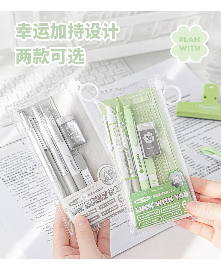 6pcs Exam Stationery Set for Students, Includes 2B Pencil, Eraser, Ruler, Gel Pens,Designed for Exams,School Supplies