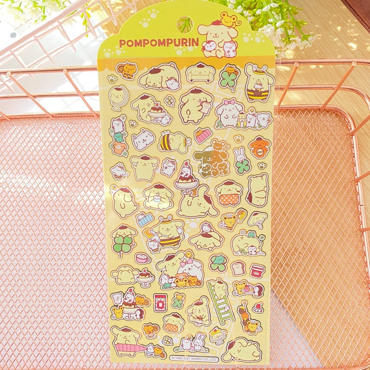 New Sanrio Hello Kitty Corner Big-Eared Dog Stickers Cute Gemini Children Stickers Bronzing Palm Stickers Kawaii
