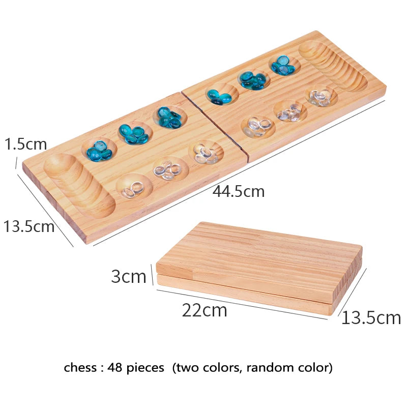 Mancala Board Game Set Family Games Multi Color Beads Ages 7+ Wooden Collapsible for Party Gift Adult Whole Family Boys Girls