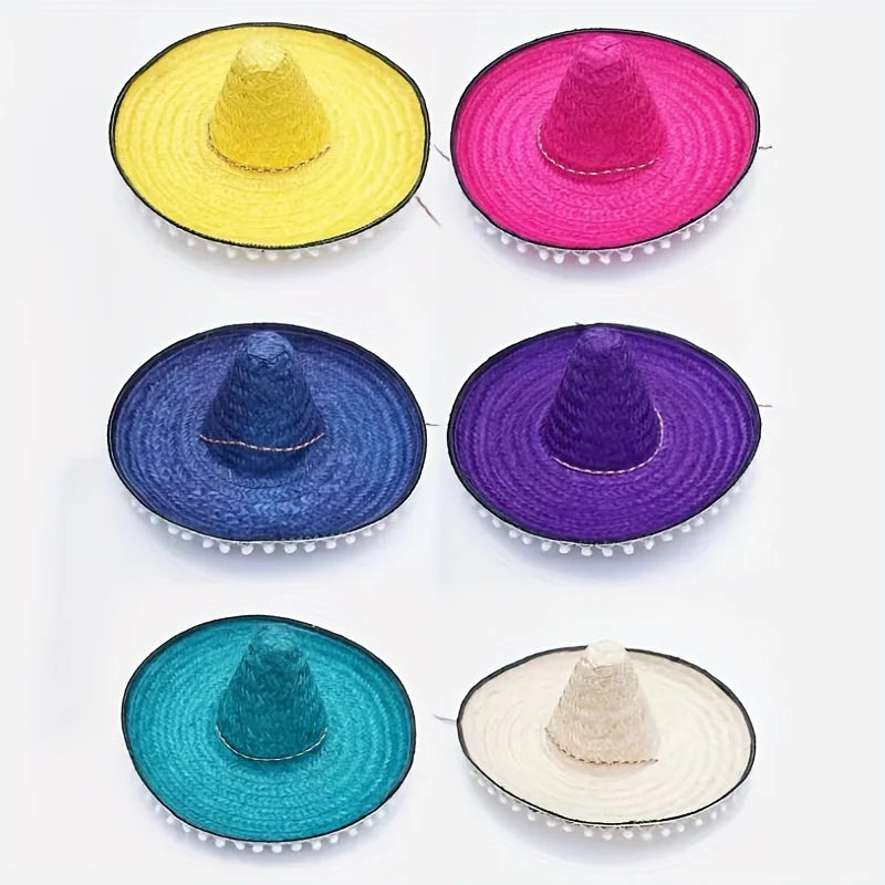 Mexican Sun Hat, Straw Hat with Wide Brim, Suitable for Decoration and Gifts at Festivals, Carnivals, Summer Mexican Parties.