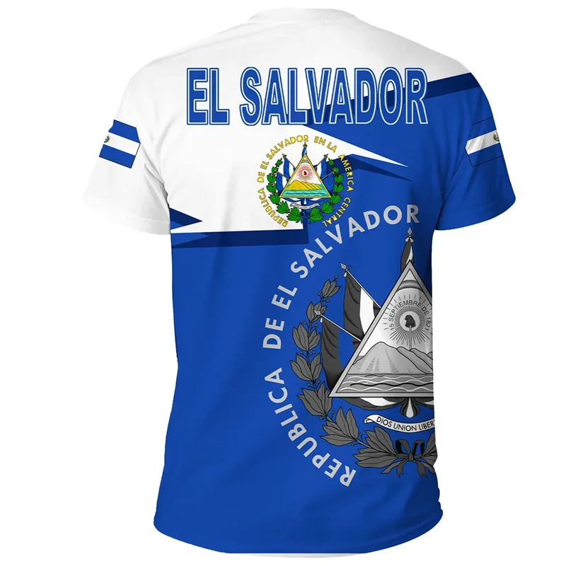 El Salvador Flag 3D Printed T Shirt For Men Outdoor Sports T-shirt Tracksuits Tops Summer Short Sleeves Oversized Tee Shirts