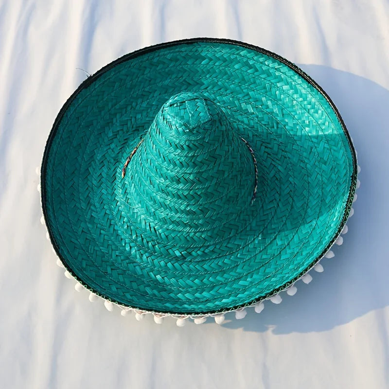 Mexican Sun Hat, Straw Hat with Wide Brim, Suitable for Decoration and Gifts at Festivals, Carnivals, Summer Mexican Parties.