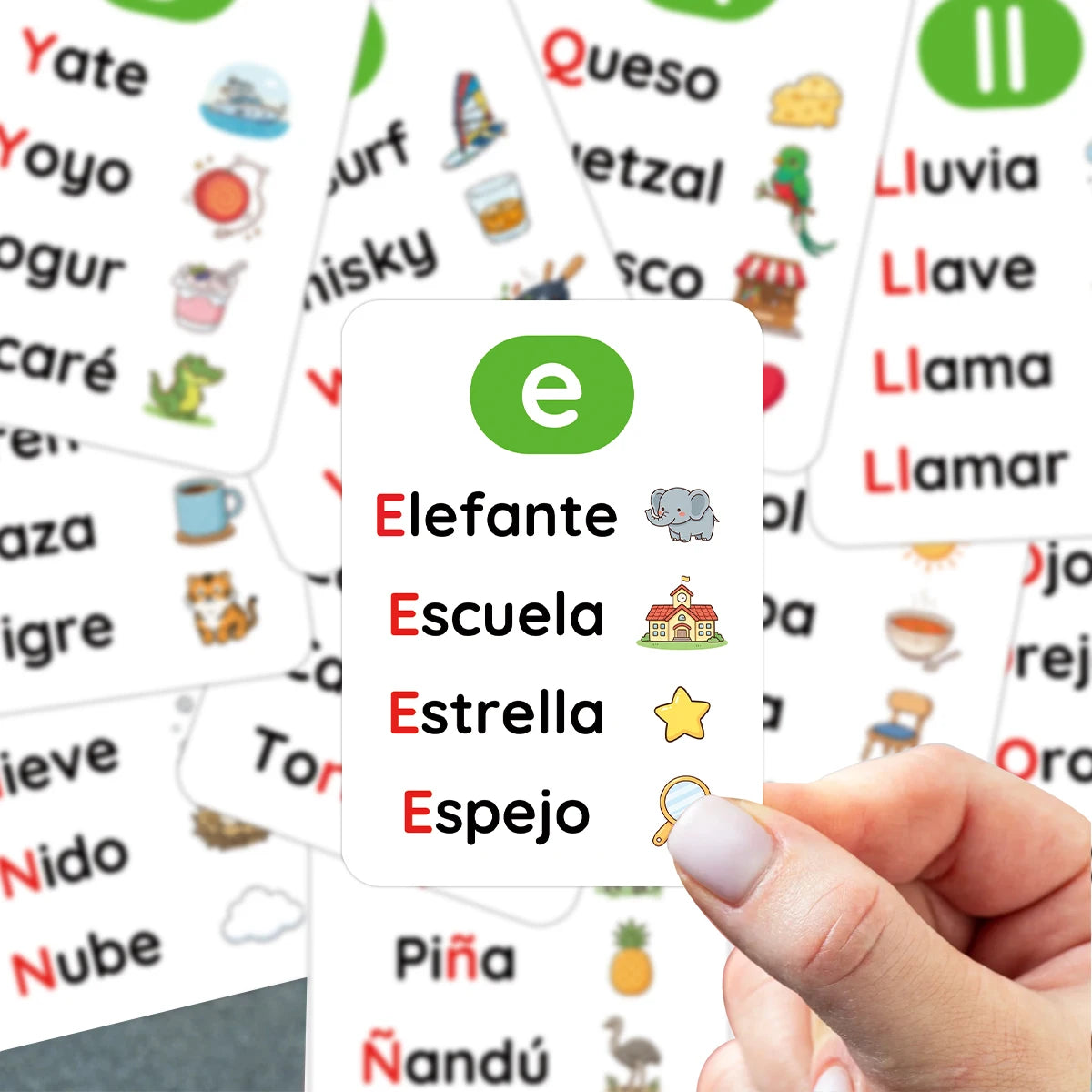 30pcs Spanish Alphabet Phonics Flashcards,Early Learning Spanish Pronunciation Cards,Preschool Homeschool Language Teaching Card