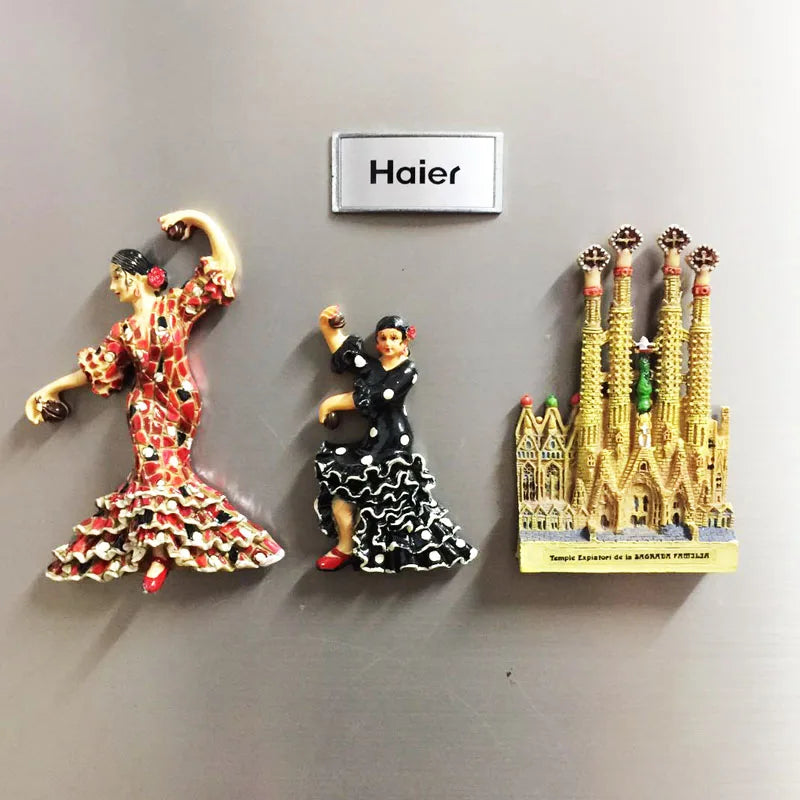 Spanish Fridge Magnets Flamenco Dancer MallorcaTourism Souvenir Decorative Arts Refrigerator Magnetic Stickers Home Decoration