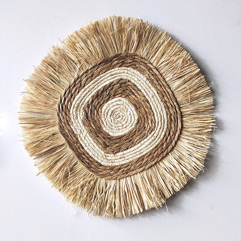 Raffia Hand-woven Hanging Decorations Entrance Wall Decorations B&B Background Wall Hanging Decorations Wabi-sabi Style