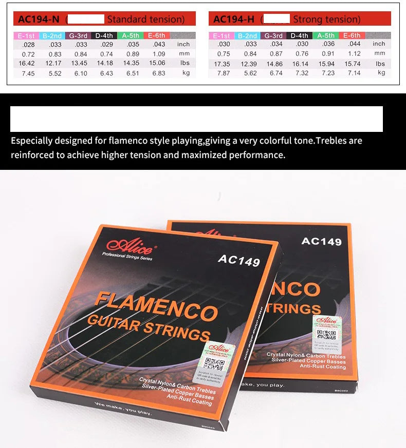Flamenco Guitar Strings Crystal Nylon Carbon silver plated copper wound basses nano polished coating