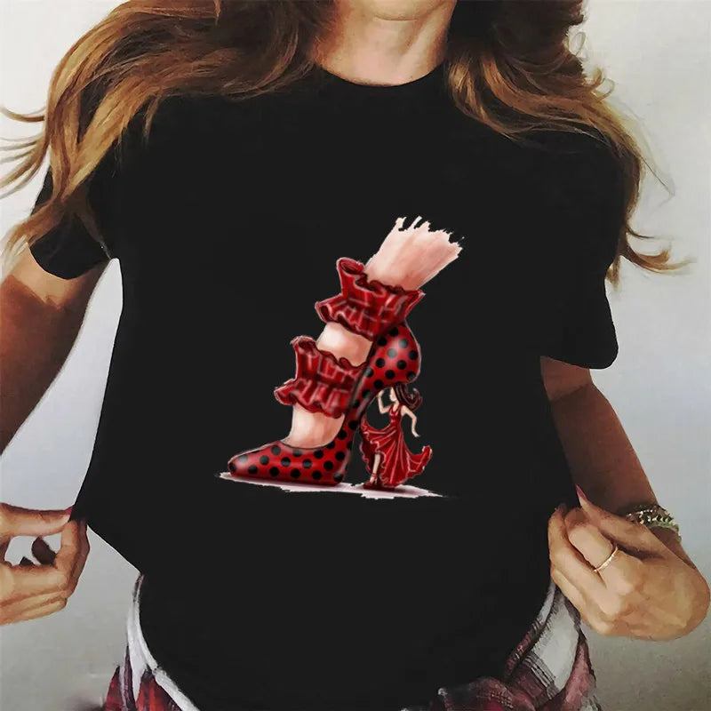 Spanish Dance T Shirt Print Flamenco Flamenca Women T-shirt Casual Short Sleeve Tee Girl Summer Clothes Fashion Female Tops