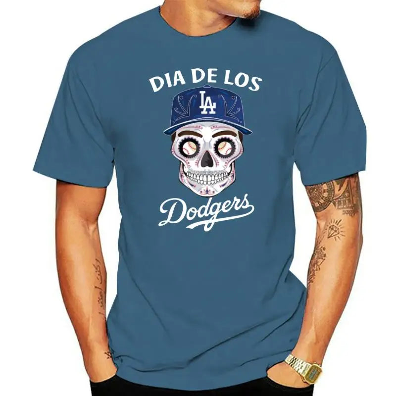 Dia De Los Dodger Halloween Sugar Skull T Shirt Mens Tee Shirt S 5Xl