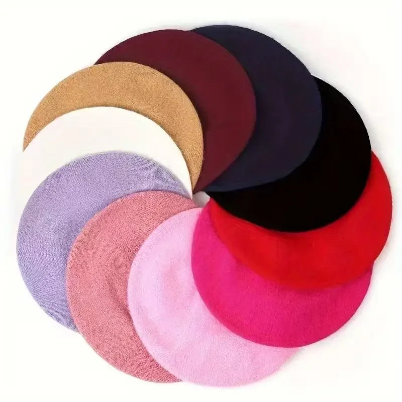 Classic French Knitted Beret for Women Warm Soft Top Knot Painter Cap Stylish Autumn Winter Daily Casual Streetwear Vintage
