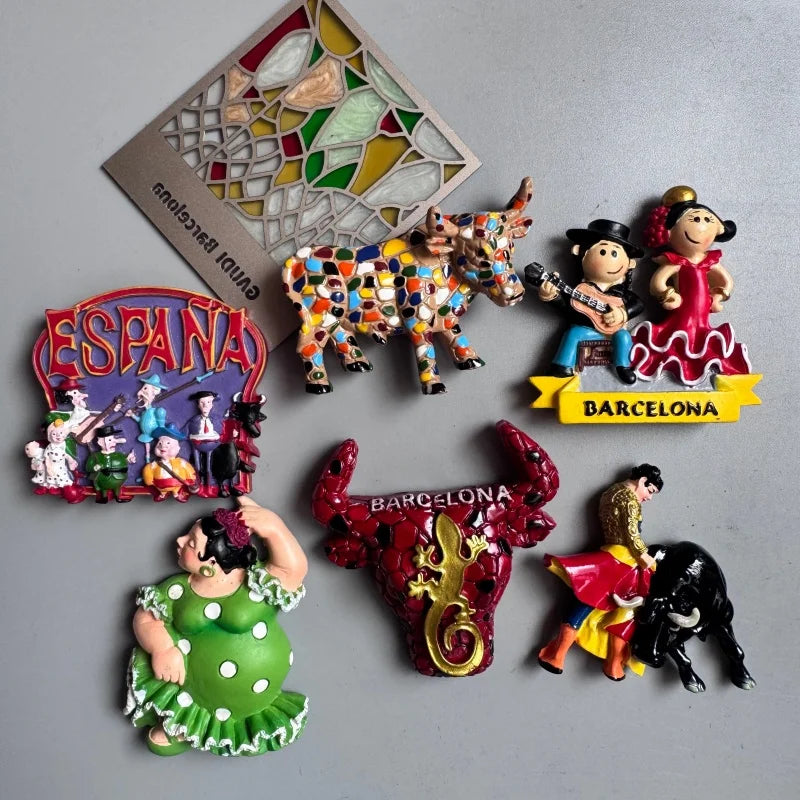 Spain Fridge Magnets Bullfighting flamenco dancers Barcelona ESPANA Tourist Souvenirs Magnetic Stickers Home Decoration Gifts