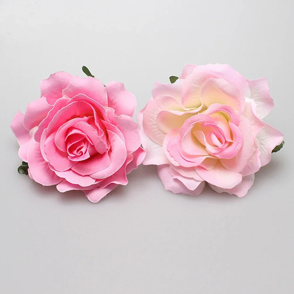 Flamenco Flowers For Hair DIY Headdress For Bridal Flocking Cloth Red Rose Flower Hairpin Hair Clip Party Hair Accessories
